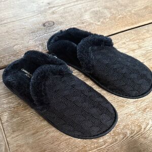 Charles Albert Plush Black Slippers